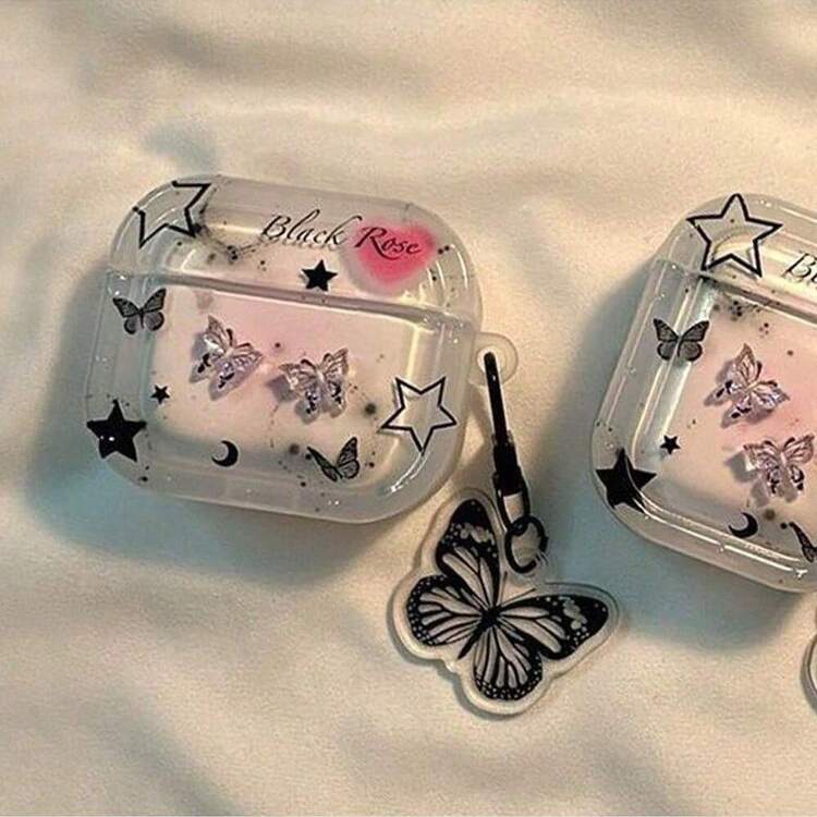 星月蝴蝶设计保护壳适用于 Apple Pro 2 无线蓝牙耳机 - 無色 - 查看 3