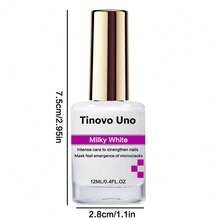 Tinovo Uno Milk White Nail Strengthener 12ml, Long-Lasting Shine Natural Quick Dry, Milky White For Healthy Nails