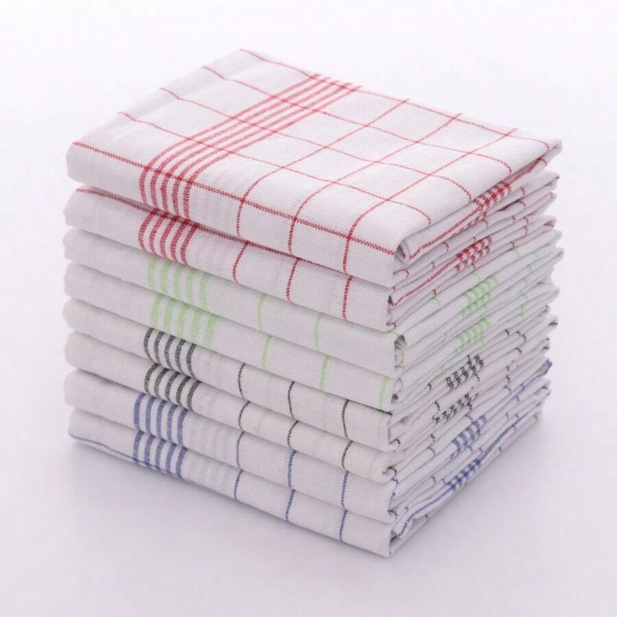 1/2/4/8/12 Stück Geschirrtücher, 4 Farben Küchentücher. Gittermuster Küchentücher. Gestreifte und karierte Küchentücher. Blau kariert, rot kariert, schwarz kariert, für Küche und Esszimmer, Küchenzubehör
