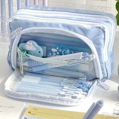 Hộp bút sáng tạo dung lượng lớn mới, hộp đựng văn phòng phẩm đa chức năng để bàn, phù hợp cho cả nam và nữ học tập và làm việc.