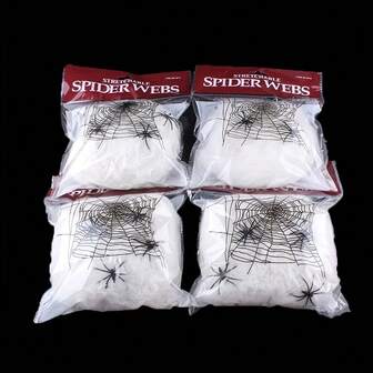 2 件万圣节幽灵蜘蛛网 - 白色弹性蜘蛛网装饰，适用于鬼屋、酒吧、房间和家居装饰 - 节日礼物