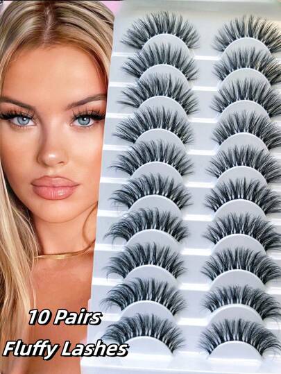 10 pares de pestañas postizas de aspecto natural | Pestañas postizas de mink falso hechas a mano con banda transparente, ultra delgadas y ligeras para un uso sin maquillaje, reutilizables y libres de crueldad, perfectas para la vida diaria, el trabajo y los looks de maquillaje casual de las mujeres Pestañas postizas, pestañas, pestañas postizas, pestañas falsas