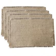 2 Stücke/4 Stücke/6 Stücke/8 Stücke Juteuntersetzer, gewebte Sackleinen Landhausuntersetzer für die Küche, hitzebeständig, fleckresistent, quadratische vintage Tischsets mit Quasten, geeignet für Landhausdekoration, Feierlichkeiten, Tischmittelstücke