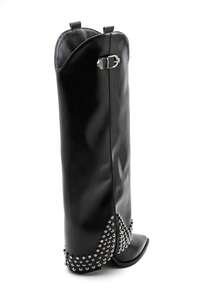 Western-Flaschen für Damen mit Talon-Plat und Braut-Boucle – Cowboy-Modern-Look in Wildleder - Schwarzes PU 9689A-1 - Übersicht 5