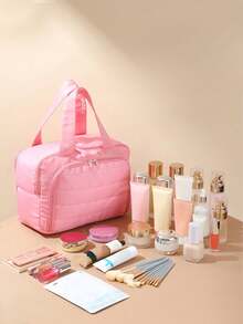 大容量轻便收纳包，多口袋女士化妆包，多功能旅行包，拉链封口，适合旅行和度假 - 黑色 - 查看 5