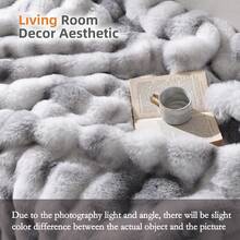 1 sztuka dużego koca na sofę z imitacji futra królika, pluszowy koc z miękkim i ciepłym sztucznym futrem w luksusowym stylu, odpowiedni na różne okazje, takie jak salony, sypialnie i sofy