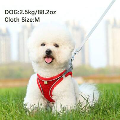 1pc Reflective Breathable Vest Style Pet Harness, Suitable For Small/Medium Pets