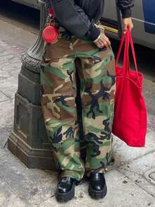 Camouflage Cargo Pants For Men Fashionable Casual Loose Wide Leg Pants With Pockets