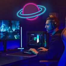 1pc Planet Neon Light, 10 Level Brightness LED Neon Sign, Wall Decor, USB Powered Neon Light, Suitable For Bedroom - Planet - View 3