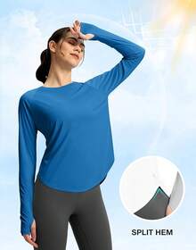 Womens Shirts UPF 50+ Lightweight Quick Dry Long Sleeve Workout Hiking Tops Outdoor - 皇家藍 - 查看 3