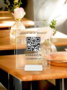 1pc Customized QR Code Logo, Personalized Business Review Logo, Customized Business Display Logo, Personalized QR Code Social Media Logo, Customized Menu Display Logo, Personalized Social Media Plaque, Customized Wifi Name And Password Display Board, Personalized Payment Business Sign, Business Logo, Salon Logo, Menu, Price List, Business Logo, QR Code Logo, Stylish, Simple, Unique Personalized Custom Gifts - Multicolor - View 4