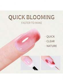 XEIJAYI 4 piezas de 15ml Gel de florecimiento para uñas, recubrimiento de goma transparente de larga duración, fortalecedor de uñas LED UV, acabado brillante superior de esmalte de gel para uñas