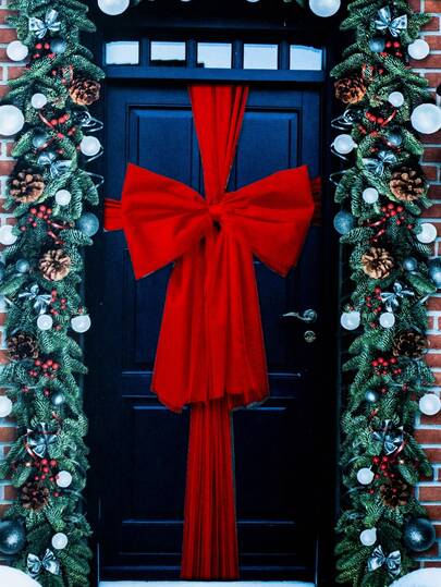 73*900cm Organza Red Bow Christmas Decoration, Multi-Color Ribbon Bow For Christmas, Wedding, New Year Holiday Decor, DIY Bowknot For Halloween, Christmas, National Day, Independence Day And Other Outdoor Events