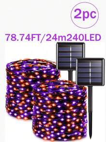 2 pièces/1 pièce Lumière solaire multicolore orange violet 39 pieds 120 LED/78 pieds 240 LED Décoration solaire d'Halloween Lampe extérieure Lumière violette orange Guirlande lumineuse en fil de cuivre, 8 modes clignotants à changer à volonté, Lumière solaire orange violet, Convient pour l'extérieur, le jardin, le balcon, les fêtes DIY, Halloween, la décoration de vacances Guirlande lumineuse en fil de cuivre de fée solaire (ligne noire) Décoration d'Halloween Décoration de la maison Décoration de fête Décoration d'Halloween Décoration de chambre Décoration de jardin d'Halloween pour cadeau de fée