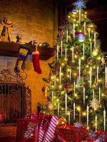 5 Stücke verdrehte Kunststoff-Eiszapfen-Hängeornamente für Weihnachtsbaum-Dekorationen und Feiertagsparty-Hochzeitsdekoration (Gold), geeignet für Raumdekoration, Heimdekoration, Schlafzimmerdekoration, Weihnachtsdekoration, Weihnachtsgeschenke, Geburtstagsgeschenke, Hochzeitsdekoration, Weihnachtsdekoration, Winter