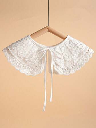 1pc Minimalist Elegant Lace Hollow Out Shrug, Fashion Versatile Lightweight Knit Shawl Collar Bolero For Party, Decorative Accessory