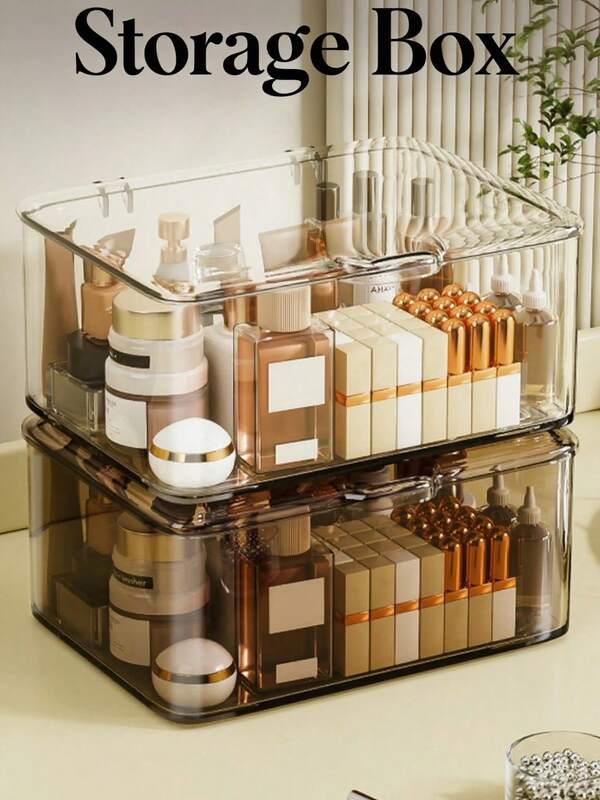 One-Piece Jewelry Storage Box With Lid Comes In Two Colors, With A Transparent Flip-Top Lid And Dust-Proof Design. Suitable For Cosmetics, Skincare, Nail Polish, Hairpins, Headbands, And Elastic Bands. This Stackable Desktop Organizer Is Perfect For Drawers, Dressers, And Bathrooms. It's A Perfect Gift For A Girlfriend, A Move, A Trip, Or A Refreshing Back-To-School Season.