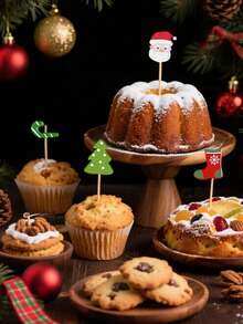 10/100pcs Christmas Wooden Toothpicks - Christmas Bamboo Skewers Set, Holiday Bamboo Picks With Santa Claus, Snowman, Christmas Tree Toppers Decorations, Suitable For Appetizers, Fruits, Cakes, Fruit Cakes, Birthday Parties, Christmas Parties Decorations, New Year Gifts - Multicolor - View 6