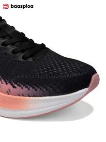 baasploa Women's Running Shoes, Black & Pink, Carbon Plate Cushioning, Durable, Professional Lightweight Running Shoes, Women's Outdoor Running Mesh Training Shoes, Suitable For Running Exercises And Outdoor Sports