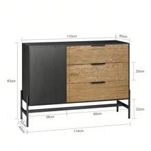 SoBuy Sideboard Kommode aus Holz und Metall Schwarz-Natur Aufbewahrungsschrank Beistellschrank Buffet Eckschrank Eingangsschrank Eingangstisch Freistehendes Regal Konsolentisch Schuhaufbewahrung Schuhkommode Schuhregal Schuhschrank Schuhschrank Schwarz Tv-Schrank Eingangsbereich Schwarz