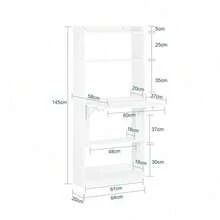 Home Office Folding Table Desk Computer Desk Workstation With 5 Shelves White W64 X D58 X H145cm FWT92-H-W - White - View 2