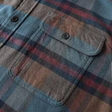 Mens Flannel Shirts Long Sleeve Flannel Shirt For Men Warm Casual Soft Cotton Button Down Plaid Mens Flannel Shirt - 奶油色和海軍藍 - 查看 8