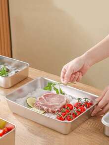 1pc/2pcs Stainless Steel Rectangular Baking Pans, Square Shape, Non-Stick, Durable, For Tiramisu, Lasagna, And Desserts,Kitchen Accessories, Meal Preparation, Restaurant Tools,New Year Decorations,Halloween Gifts, Home Decorations, Christmas Gift Boxes - Multicolor - View 7