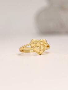 1 件复古波西米亚嘻哈吊坠戒指 - 铜质不对称心形设计，时尚宣言，四季皆宜。日常及度假配饰，无宝石镶嵌，独特珠宝，返校礼物 - 金色 - 查看 1