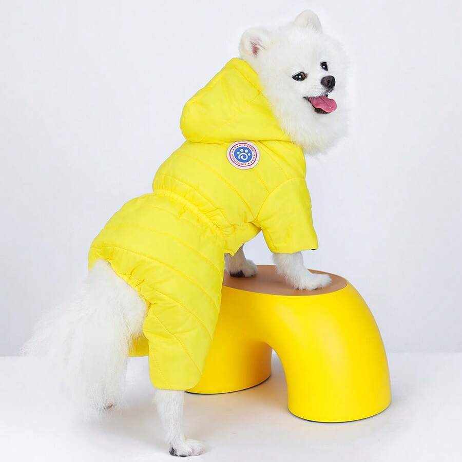 1 PC Simple Solid Color Winter Pet Coat,Thick Warm Jacket For Small & Medium Dogs,Windproof And Full Coverage, Cold-Resistant Outdoor Clothing For Puppies