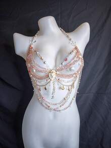 Dây chuyền đeo quanh người đính vỏ sò và ngọc trai thủ công unisex, phụ kiện áo ngực kiểu baroque gợi cảm. - vỏ bọc - Xem 7
