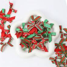 10/20pcs Christmas Mini Bows Small Satin Ribbon Bows Bowknot Metallic Edge For Hand Account Sewing Appliques Crafts Decor Wedding Birthday Party Decoration DIY Crafts