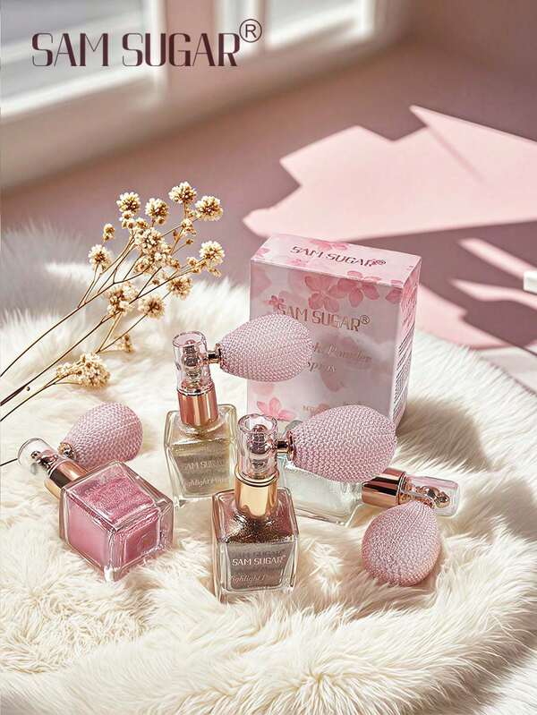 SAM SUGAR Highlighter Powder, Body Mist Set, Stage Makeup Glitter, Face Contouring & Full Body Shimmer, Lightweight & Skin-Friendly, Sculpt Features, Quick Drying & Long-Lasting Shine