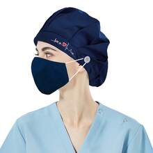 4 Pcs Women's  Scrub Caps With Buttons & Adjustable Tie - Cute Print Chef Kitchen Headwear, Durable Polyester, Machine Washable, 10 Vibrant Designs For Cooking & Baking, Nurse Hats Accessories - 彩色 - 查看 5