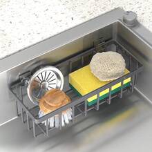 1pc Multifunctional Kitchen Sink Organizer - Dish Cloth & Sponge Holder With Drainage, Adhesive No-Drill Wall Mount Storage Basket For Kitchen And Bathroom Accessories,Kitchen Storage,Kitchen Organizer,Kitchen Organiser,Storage Items,Kitchen,Storage,Organizer,Organiser,Organization,Organizers,Drawer Organizer,Travel,Kitchen Items,Kitchen Utensils,Kitchen Tools,Kitchen Things., Home Decoration, Christmas Gifts, Home Gifts, Room Decoration, Home Decor, Party & Christmas Storage