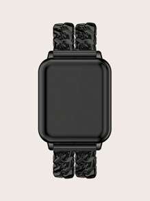 1pc Solid Color Women's Double Strap Rhinestone Double Chain Stainless Steel Band Compatible With Apple Watch Series 8/7/6/5/SE 38/40/41/42/44/45/49mm