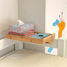 SoBuy NKD01-W, Bedside Shelf Clip-On Hanging Shelf Bed Side Shelf Table Tray With 2 Wire Slots, White - Brown - View 3