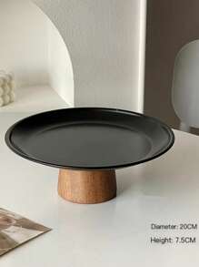 1 szt. stojak na ciasto ze stali nierdzewnej z drewnianą podstawą, talerz do deserów, wielofunkcyjna taca na owoce, odpowiednia do dekoracji stołu jadalnego, półmisek do serwowania w domu i kuchni, do użytku w czasie Ramadanu