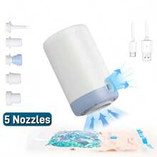 RAF 二合一无线充电电动气泵，1500mAh电池，5个充气/放气喷嘴，便携式电动气泵，无线充气床垫气泵，游泳圈真空泵，真空袋，快速充气/放气，适用于充气床垫、充气筏、浮标等，ABS塑料材质，小巧便携