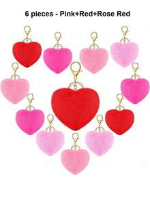52件套心形毛绒球钥匙扣套装，DIY手工套装，包含12个毛球、20个金属环和20个钥匙扣，是女士钥匙扣、包包挂饰、情人节礼物、汽车饰品、校园可爱哥特风Y2K包包挂绳（带证件套）、汽车饰品、包包挂饰、圣诞节礼物、送给老师、朋友、姐妹的礼物创意 - 彩色 - 查看 23