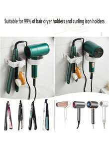 Hair Dryer Stand, Wall-Mounted Non-Drilling Bathroom Hair Dryer Storage Rack, Straightener Electric Clamp Iron Storage Rack, Hair Curler Storage Rack For Barber Shops In Bathrooms, Hair Dryer Ironing Board Stand, Bathroom Accessories, Room Decor