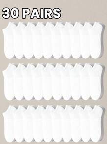 10/15/30 pares de calcetines de tobillo de unicolor unisex, calcetines casuales lisos negros/blancos/grises para hombres y mujeres, calcetines cortos de bajo corte para primavera, verano, otoño, invierno, suaves, cómodos, ligeros, versátiles, transpirables, que absorben la humedad, adecuados para uso diario, ocio, al aire libre, deportes, oficina