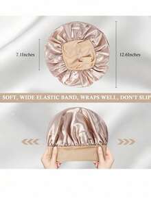 1pcs Silk Sleep Bonnet Set - Satin Hair Wrap For Curly/Natural Hair With Soft Elastic Band (Black & Gold), Gentle Night Cap For Hair Protection & Frizz Control