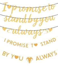 I Promise To Standbyyou Always Wedding Theme Banner,Gold Glitter Paper Banner Sign For Bridal Shower Engagement Wedding Party Bunting Decorations