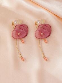 1 对时尚乡村风百合花耳环 - 彩色 - 查看 3