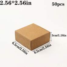 50pcs Square Kraft Paper Gift Boxes - Pink, Black, White, Brown, Suitable For Jewelry And Soap, Applicable For Wedding, Birthday, Graduation, Christmas, Valentine's Day, Mother's Day, Etc. - Multiple Sizes Available - Multicolor - View 20