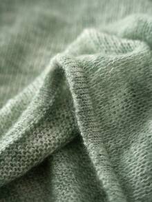 Women's Casual Off-Shoulder Sweater, Medium Elasticity, Suitable For Layering In Autumn/Winter, Handwash/Dry Clean Recommended, Knitwear, Winter Clothing, Autumn Wardrobe - Gray Green - View 4