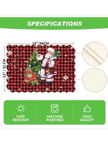 2pcs/4pcs Creative Christmas Party Linen Insulated Mat With Wavy Edge Non-Slip 12*18 Inch Heat Resistant For Christmas Holiday Farmhouse Family Gathering And Party Decoration Placemat