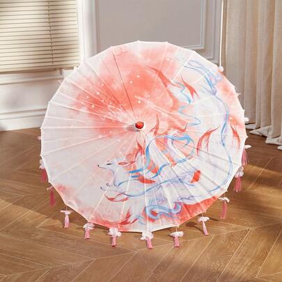 Retro Chinese Tassel Umbrellas, Silk Parasols With Floral/Animal Patterns, Photography Prop Umbrellas, Wedding Decorative Umbrellas And Decorative Items