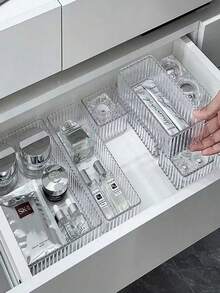 1/7件透明抽屉式设计亚克力化妆品收纳盒，适用于梳妆台、存放口红、眼影、护肤品、家居用品（亚克力产品在运输过程中可能会有缺陷） - 無色 - 查看 9