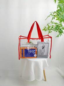 1pc Transparent Swimming Bag, Outdoor Beach Bag, Makeup Organizer Bag, Large Capacity Cosmetic Bag, New Transparent Visible Cosmetic Storage Bag, Waterproof Toiletry Bag With Large Capacity, Portable Storage Bag, Suitable For Halloween Gift